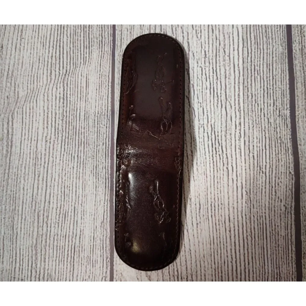 Fossil Genuine Vintage Golf Leather Magnetic Money Clip Brown w/Tin Case